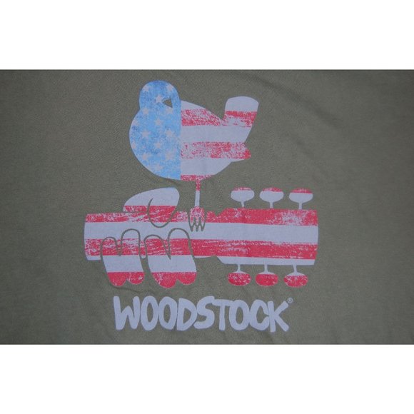 2019 Woodstock 50th Anniversary Green American Flag Short Sleeve T-Shirt Mens XL - Picture 2 of 7